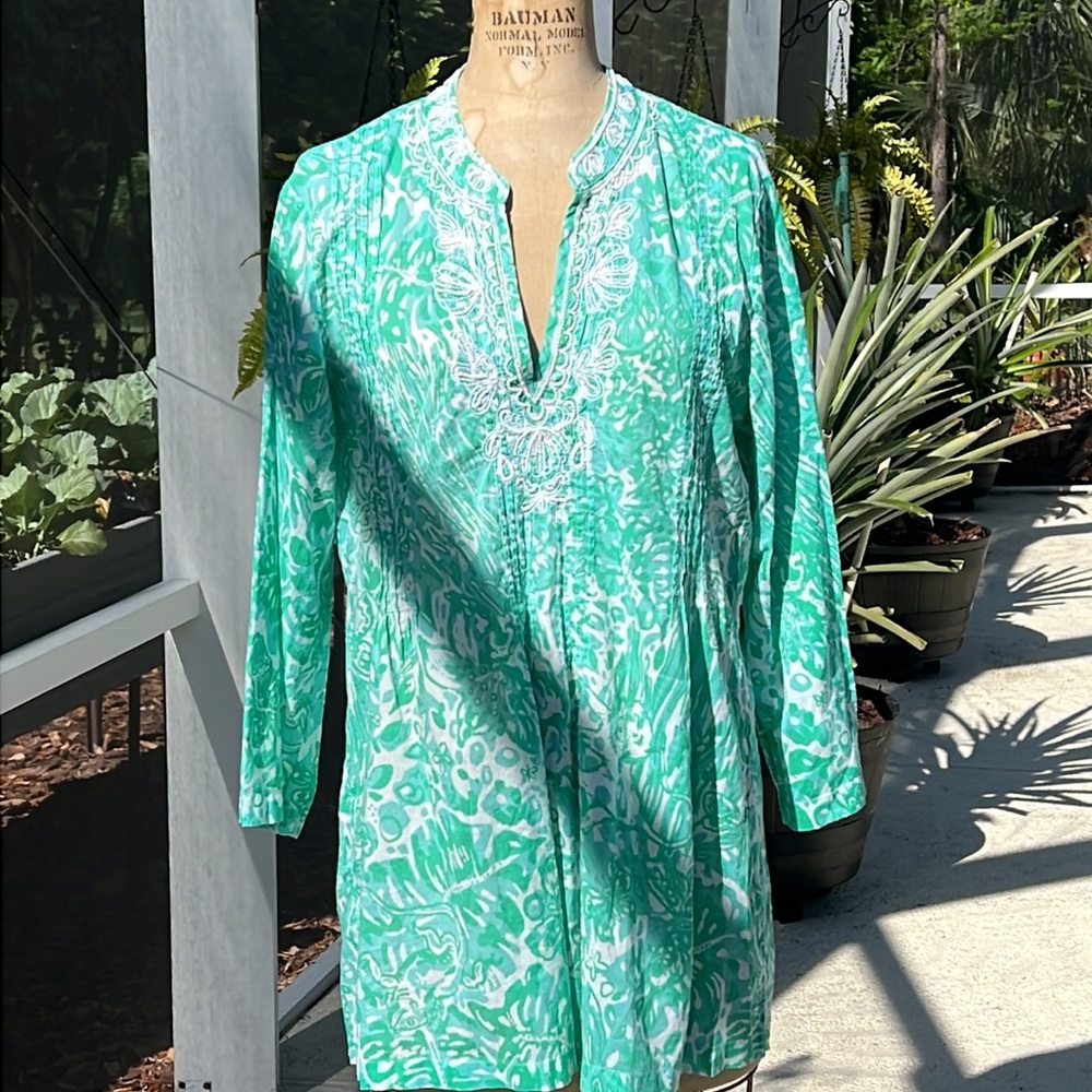 Lilly Pulitzer Julianna Embroidered bead Embellished Tunic Dress XL
